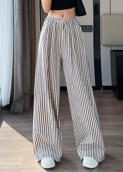 New White Striped Pockets High Waist Cotton Pants Summer NN011 shopify
