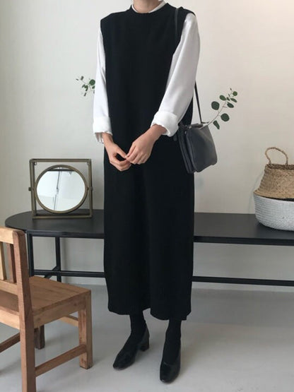 Urban Black Round-Neck Sleeveless Knit Dress QX017 shopify