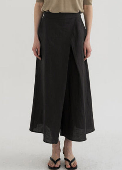 Leg Pants Linen Waist High Spring Wide French FashionChic