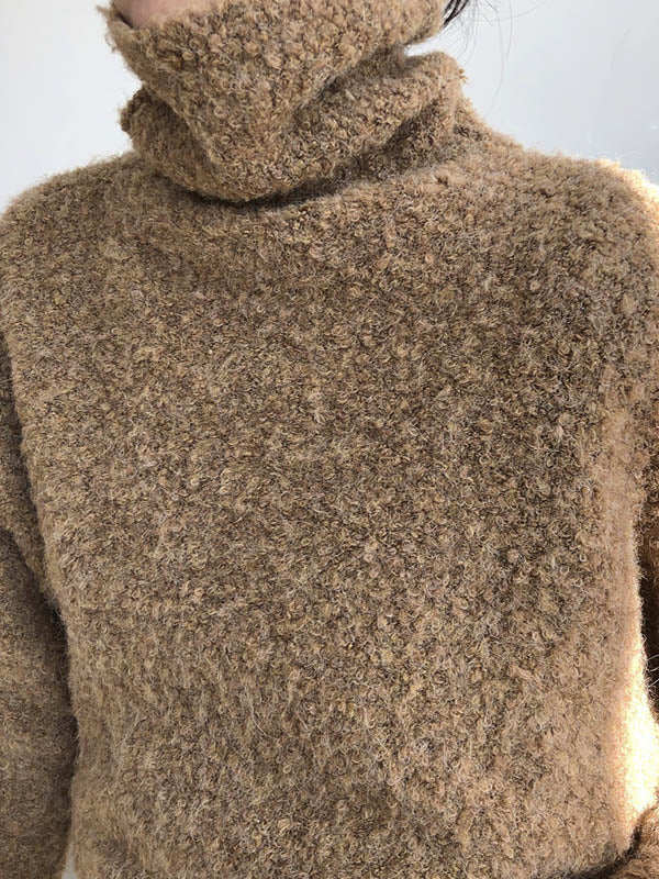 Brief Camel High-Neck Long Sleeve Wool-Blend Sweater AN1064 Genistyle Shop
