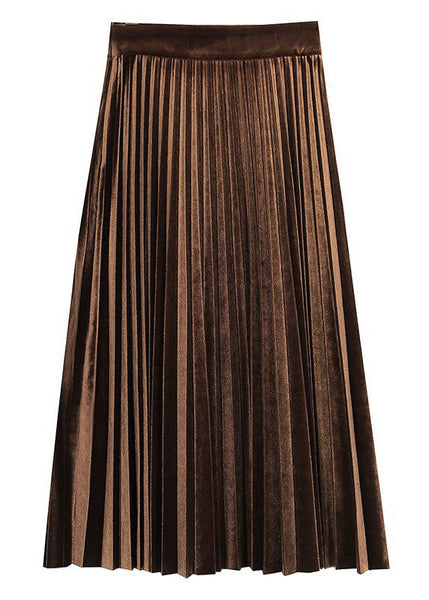 Classy Chocolate Velour pleated Skirt Spring AJ1027 shopify