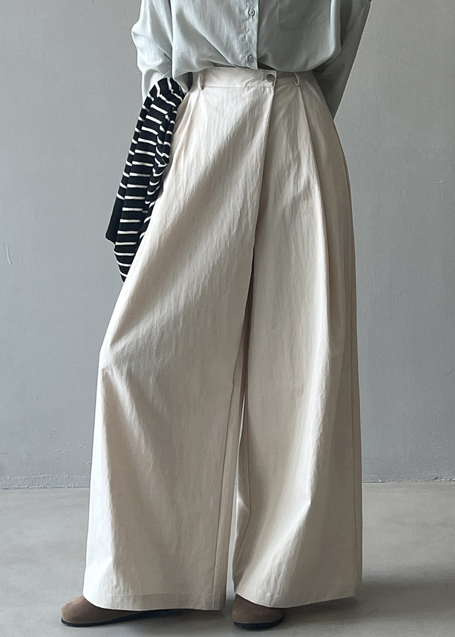 Organic Grey Pockets High Waist Cotton Wide Leg Pants Fall WD019 HS-LPTS241103
