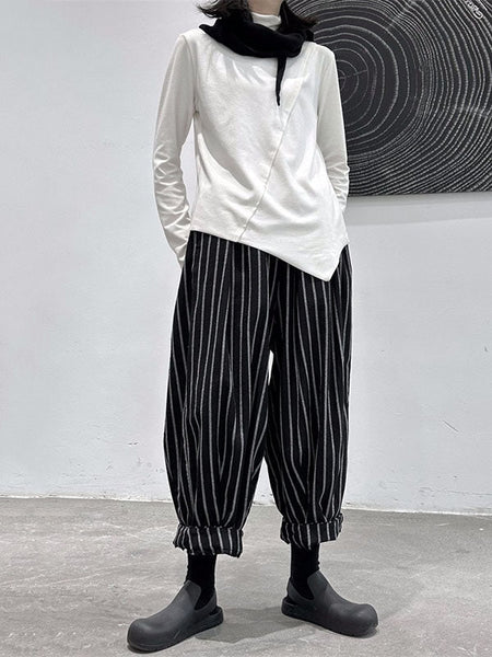 Split-Joint Cool Pattern High-Waisted Striped Pants Harem FashionChic