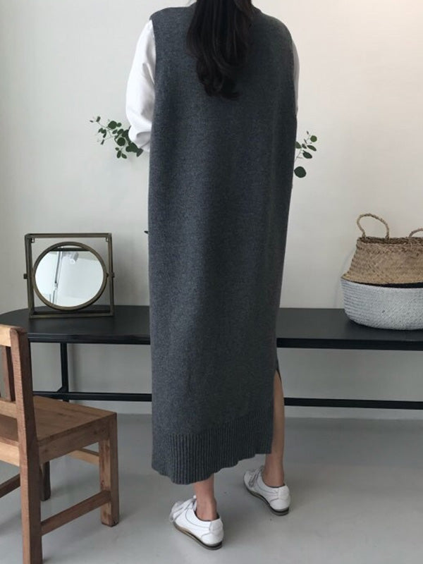 Urban Black Round-Neck Sleeveless Knit Dress QX017 shopify