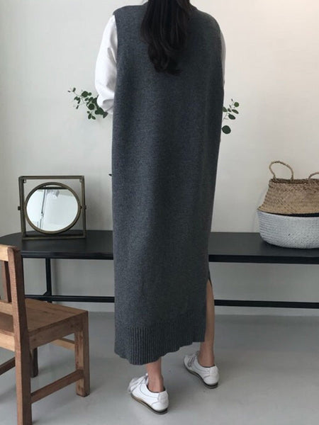 Urban Black Round-Neck Sleeveless Knit Dress QX017 shopify