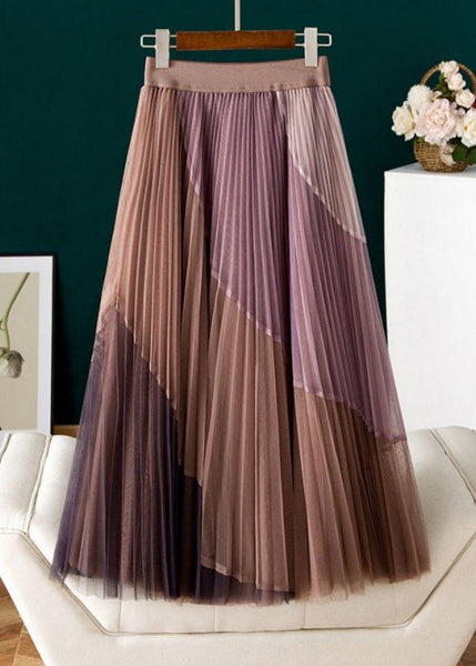 Vintage Purple Casual Print Pleated Fall Skirts AJ1007 shopify