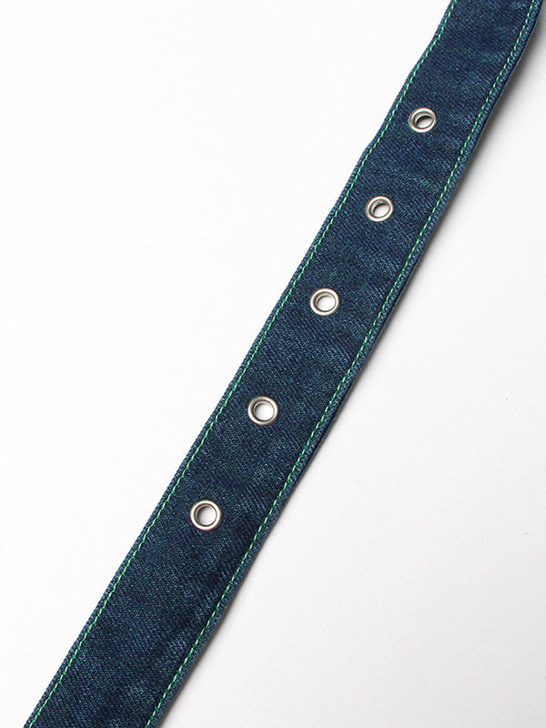 Stylish Denim With Belted Patchwork Blue Green Tulle A-Line Skirt TT1038 shopify