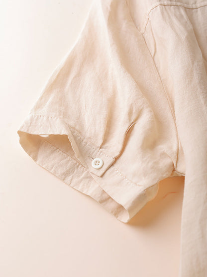 Women Summer Casual Solid Polo Collar 100%Ramie Dress CX056 ZMMM