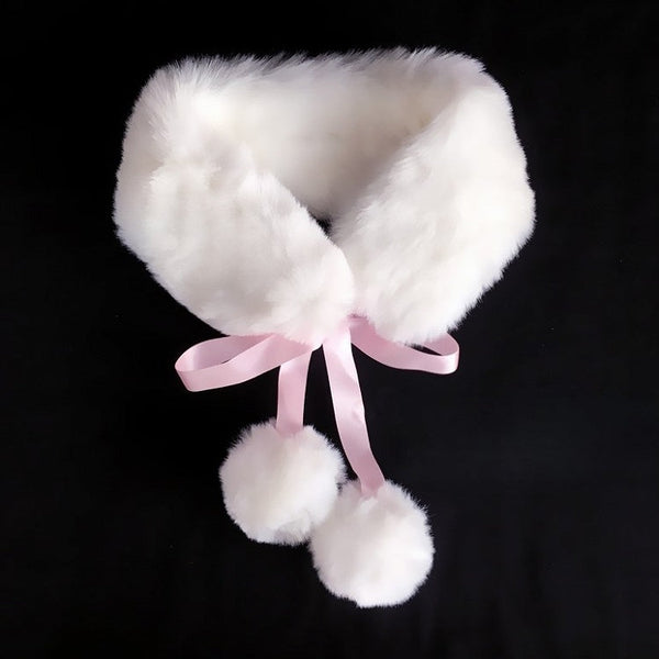 5 Pompon Charm White Colors with Scarf FashionChic