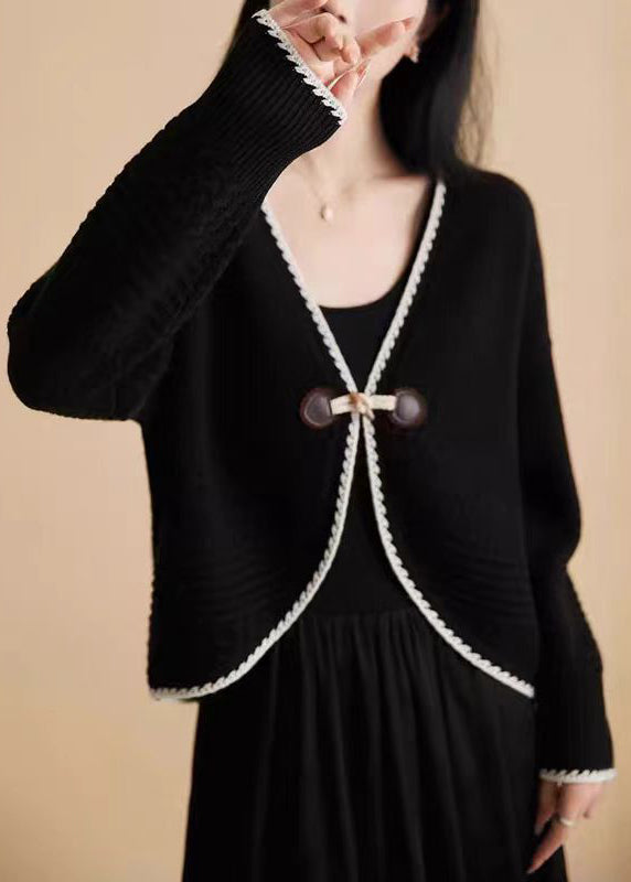 Women Beige V Neck Woolen Knit Cardigan Fall QC049 shopify