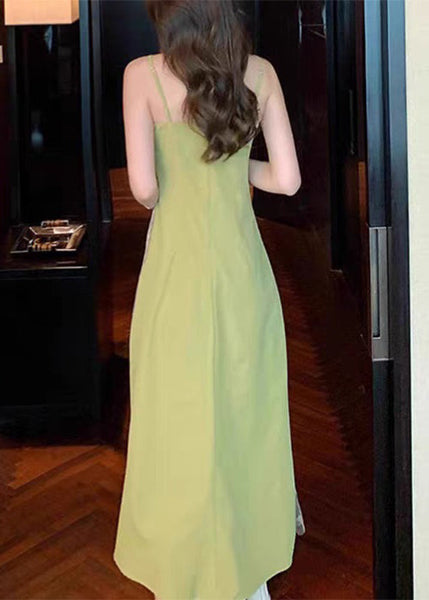 Spaghetti Lace New Green Dress Patchwork Strap Sleeveless FashionChic