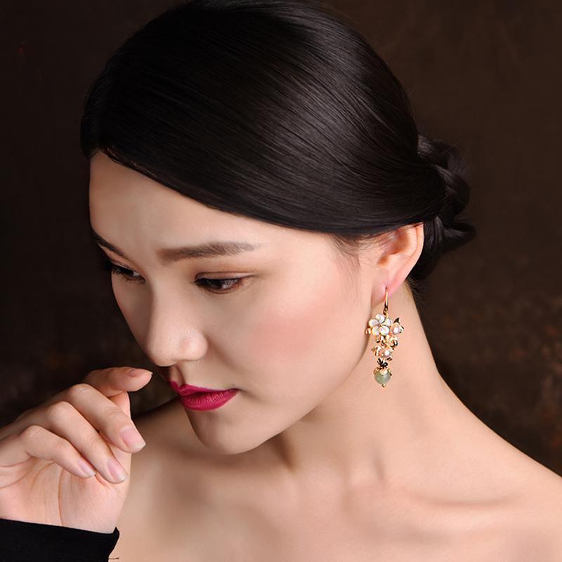 Ethnic Gold Plated Long Eardrop Earrings OP1024 JGL