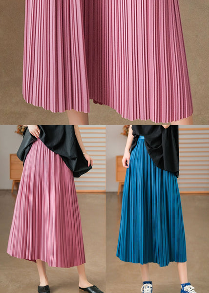 Bohemian Pink Elastic Waist Cotton Pleated Skirts AJ1008 shopify