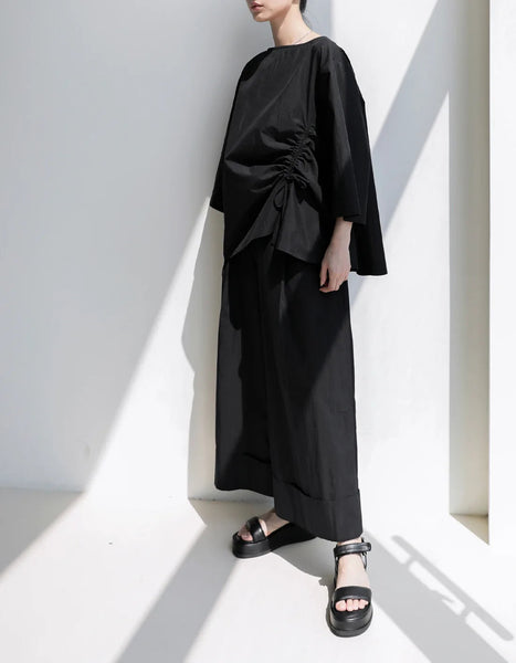 Elastic Organic Wide-Leg Waist Khaki Pants FashionChic