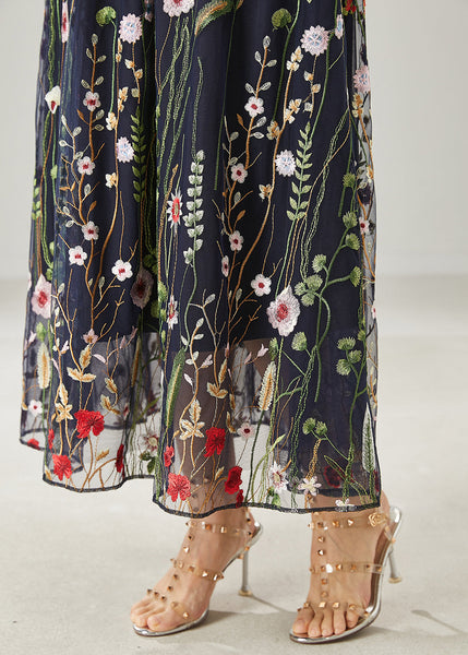 Handmade Black Embroidered Tulle Skirts Summer AZ1026 shopify