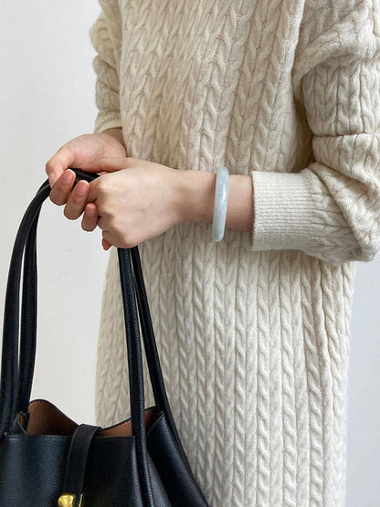 Casual Grey High-Neck Long Sleeve Twist Knit Dress AN1053 Genistyle Shop