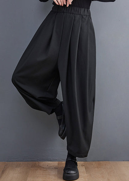 Pockets Crop Waist Elastic Cotton Spring Casual Grey Pants FashionChic