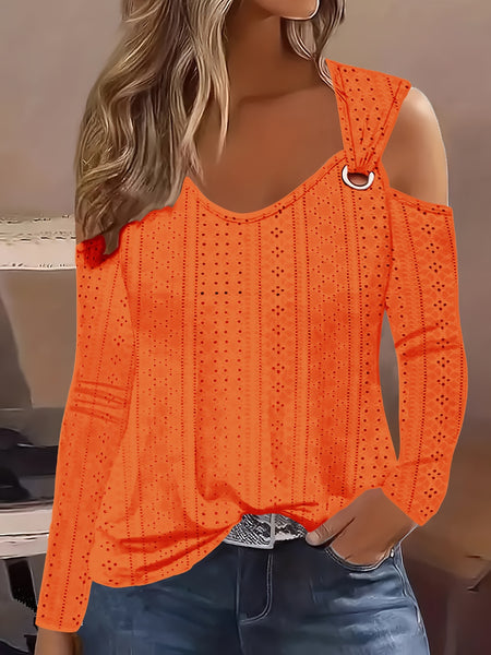 All-Season Chic Off-the-Shoulder Top: Solid Color, Stretch Comfort, Durable & Easy-Care Casual Wear Furdela