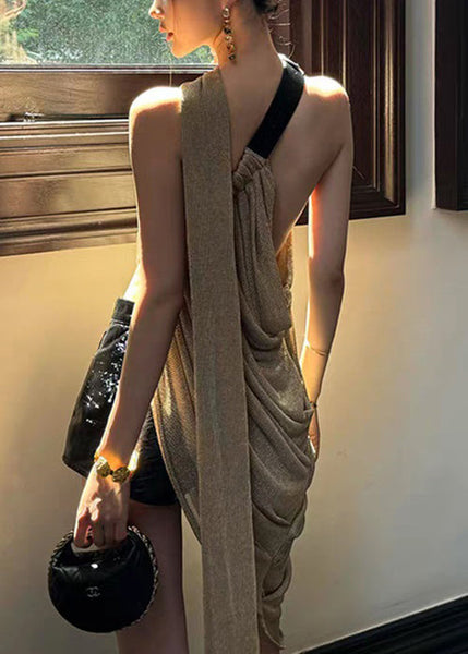 Asymmetrical Tank Wrinkled Sleeveless Top New Open Side FashionChic