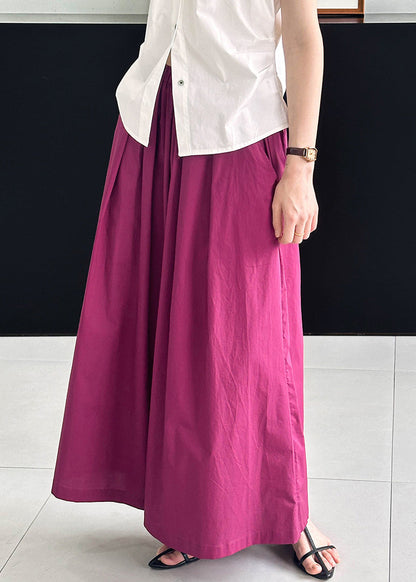 Rose Solid Loose Cotton Wide Leg Pants Elastic Waist AF1046 HS-CPTS240914