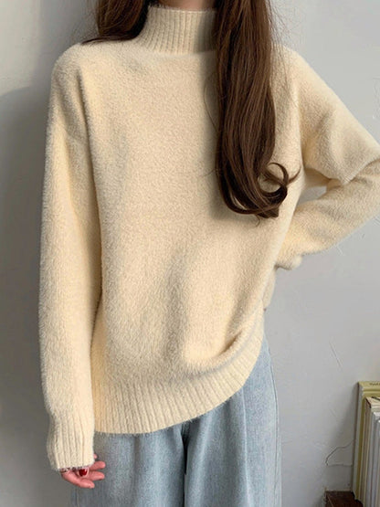 Warm Pink Mock Neck Long Sleeve Mink Sweater QX005 shopify