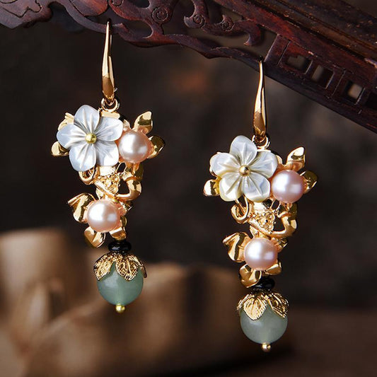 Ethnic Gold Plated Long Eardrop Earrings OP1024 JGL