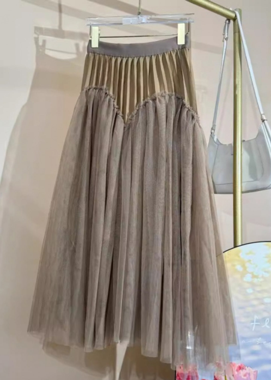 Loose Khaki Ruffled Side Open Tulle Skirt Spring RV018 ABC
