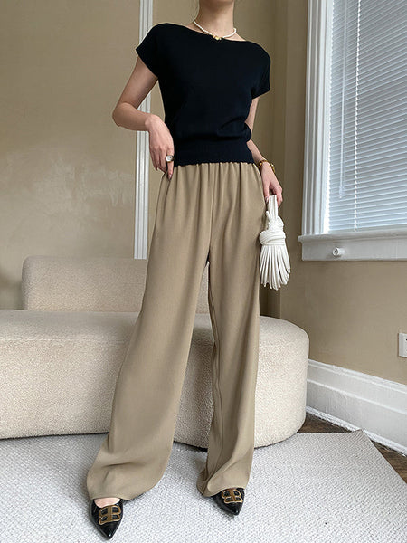 Pink Sleeve Top Short Knit Boat Loose Neck Stylish FashionChic