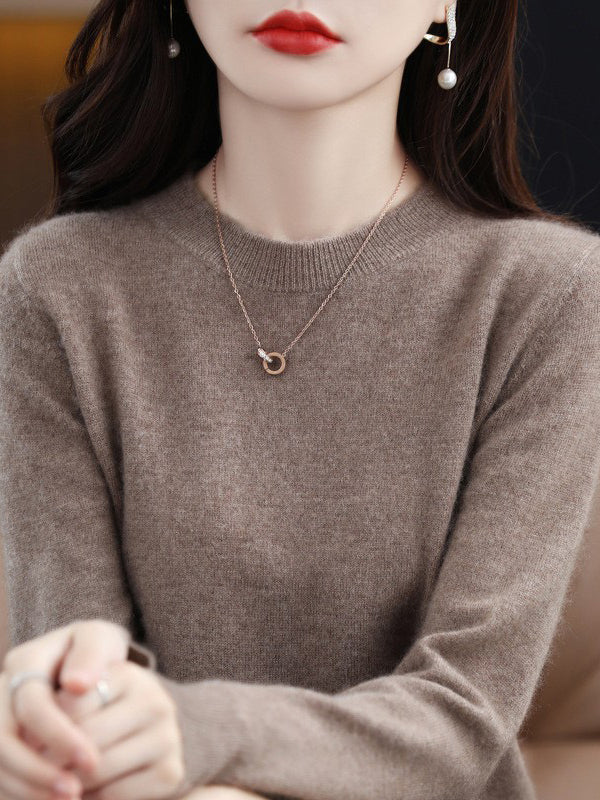 Casual Blue Round-Neck Long Sleeve Sweater AN1059 Genistyle Shop