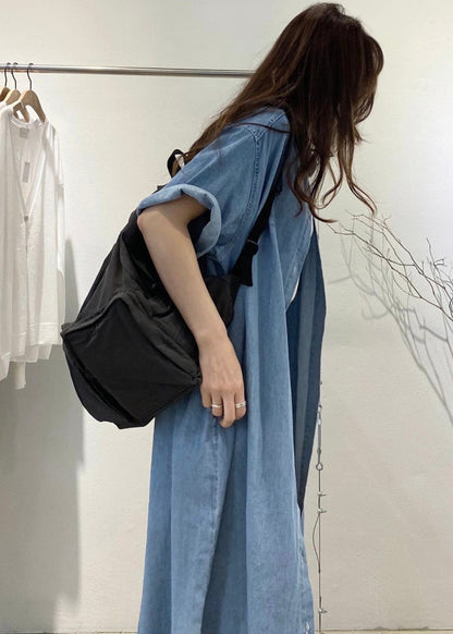 Boho Blue Holiday Denim Dress Oversized Summer FashionChic