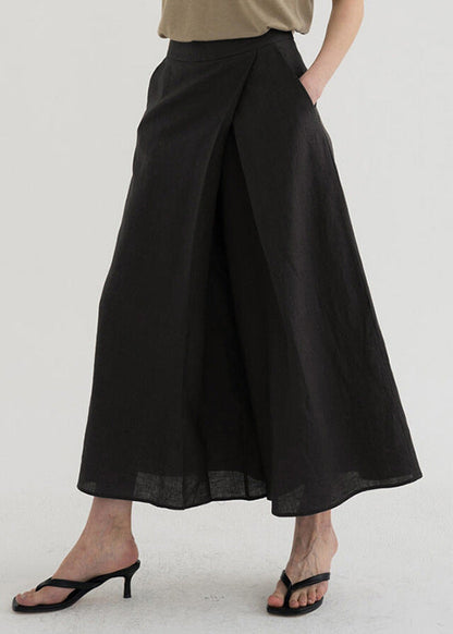 Leg Pants Linen Waist High Spring Wide French FashionChic