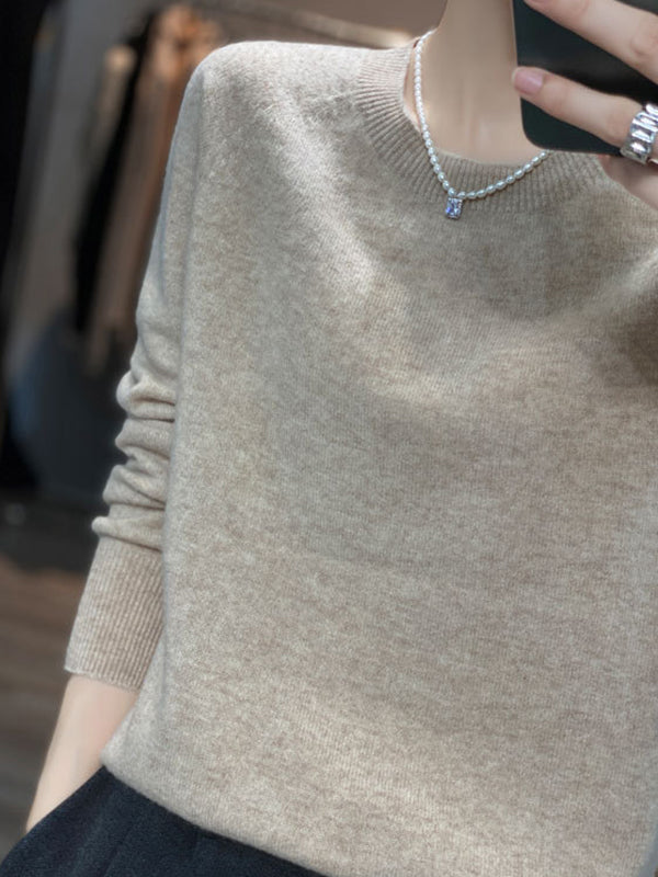 Casual Blue Round-Neck Long Sleeve Sweater AN1059 Genistyle Shop