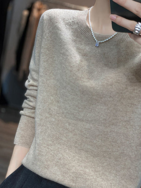 Casual Blue Round-Neck Long Sleeve Sweater AN1059 Genistyle Shop