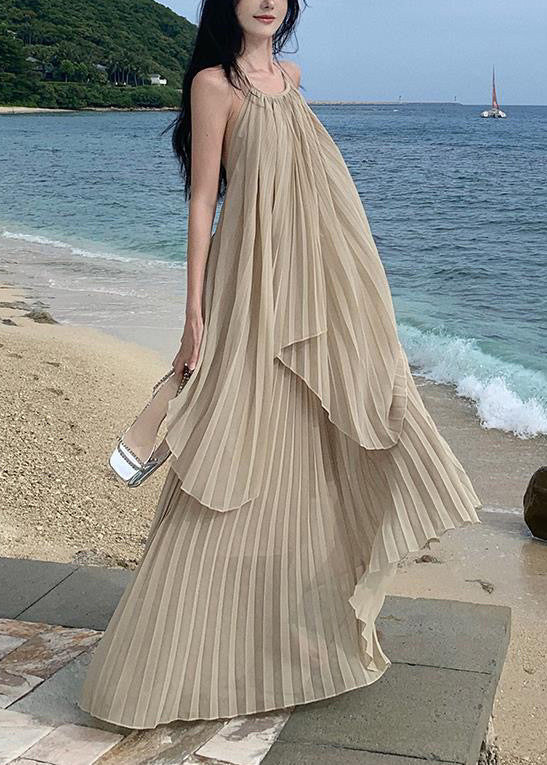 Vacation Organ Pleated Asymmetrical Backless Two Pieces Set Dress TT1030 shopify