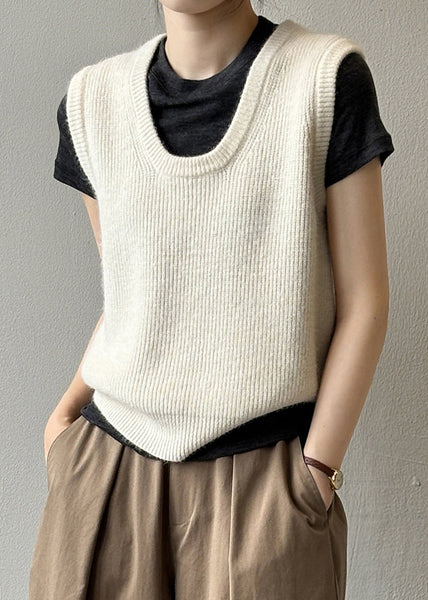 2024 Simple Versatile Green U Neck Knitted Vest Autumn WD016 HS-VTP241103