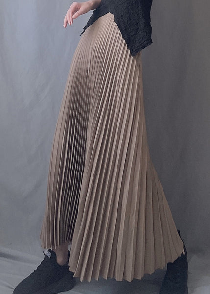 Elastic A Line Chocolate Waist Skirts Wrinkled Art Spring FashionChic