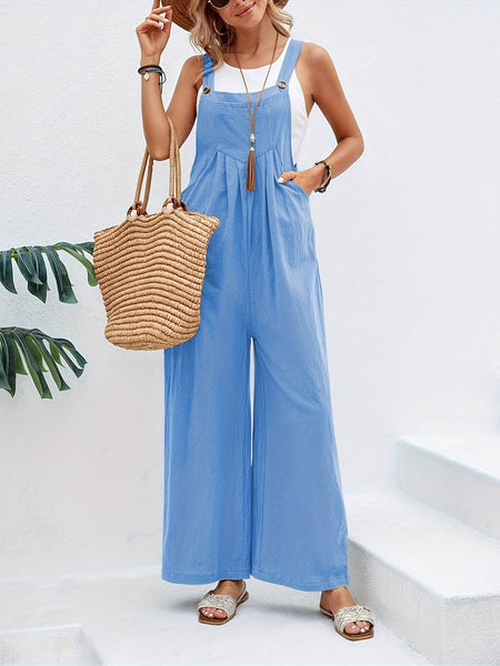 Boho Chic Sleeveless Jumpsuit - Comfort Fit with Pockets, Versatile Casual Wear for Women Furdela