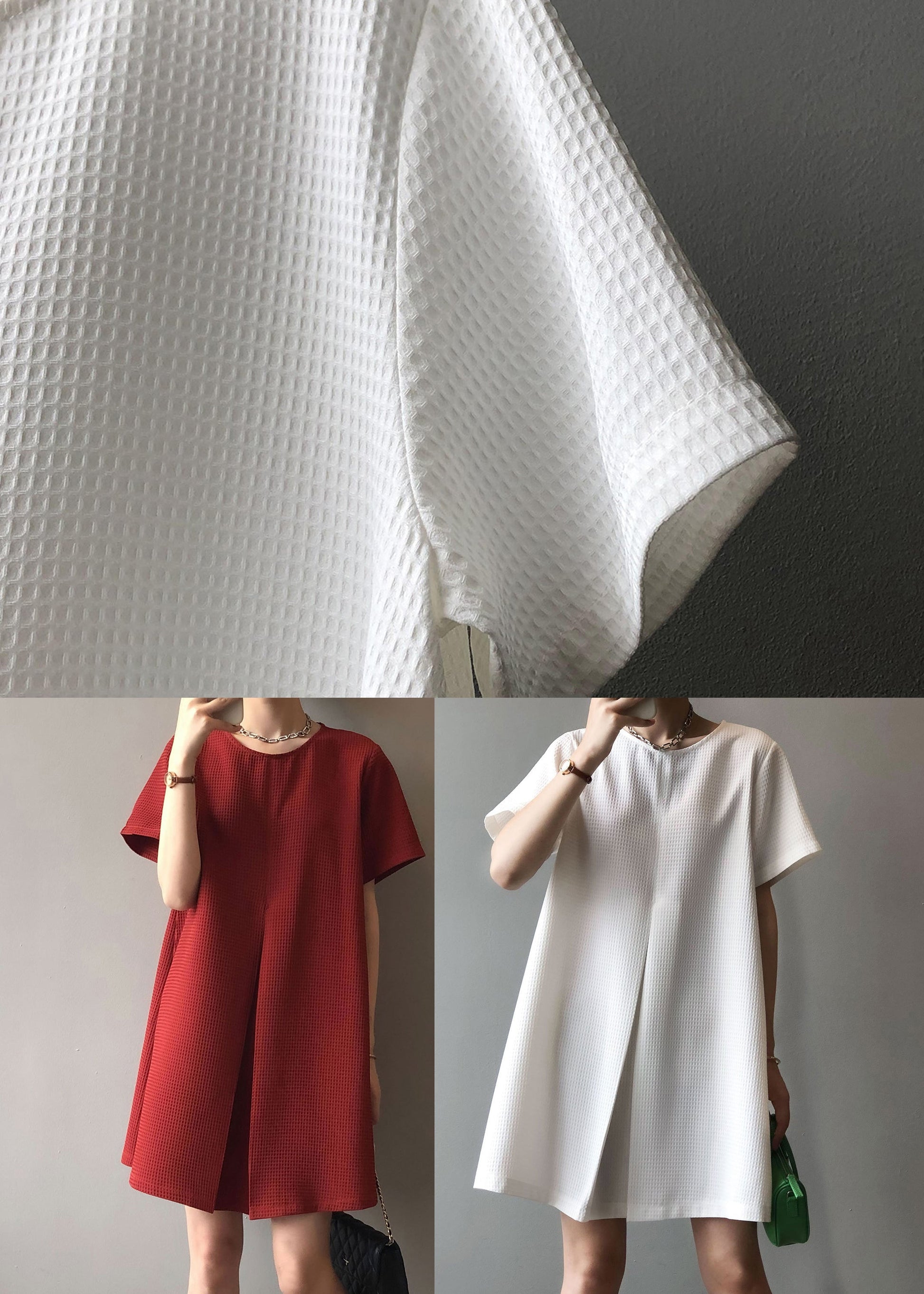 DIY New Red O Neck Cotton A Mid Dresses Summer AF1008 HS-SDM240914