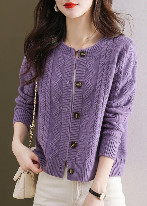 Stylish Pink O Neck Button Woolen Cardigans Fall QC038 shopify