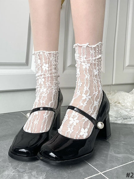 Pattern Floral Socks Options Breathable Lace 2 FashionChic