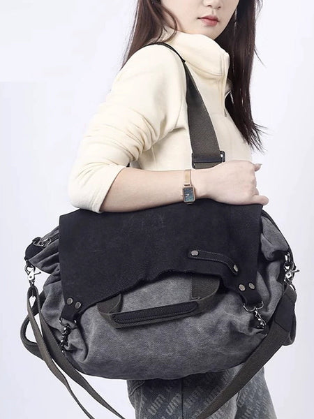 Women Vintage Genuine Leather Spliced Shoulder Bag WU016 BUYKUD