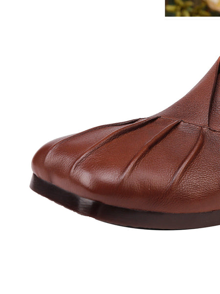 Spliced Shoes Leather Women Soft Autumn FashionChic