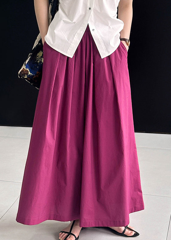 Rose Solid Loose Cotton Wide Leg Pants Elastic Waist AF1046 HS-CPTS240914