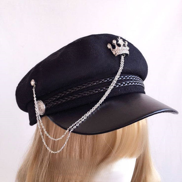 3 Black Options with Beret Decorated Chain FashionChic