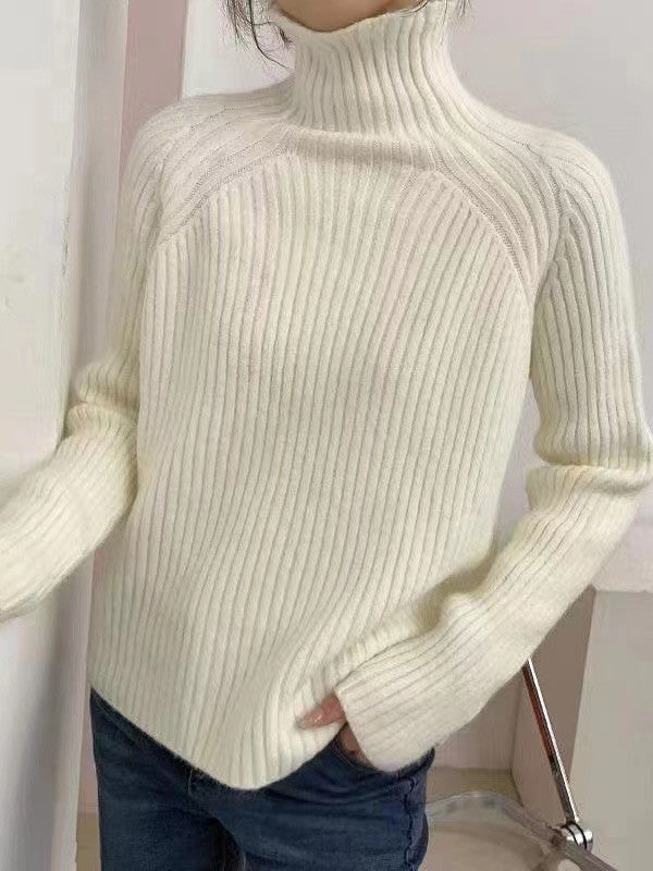 Casual Pink High-Neck Long Sleeve Knit Sweater AN1058 Genistyle Shop