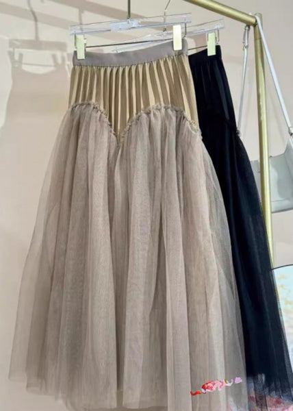Loose Khaki Ruffled Side Open Tulle Skirt Spring RV018 ABC