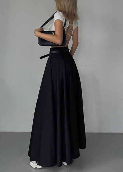 Boutique White Pockets Wrinkled High Waist Cotton Skirts Summer EE065 shopify