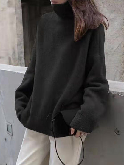 Street Loose Camel High-Neck Long Sleeves Sweater QX009 shopify