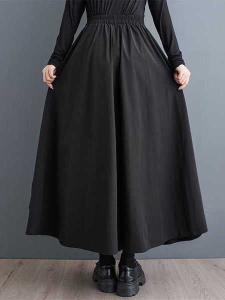 Sports Black Elasticity Pleated Pockets Split-Joint A-Line Skirt WS005 shopify