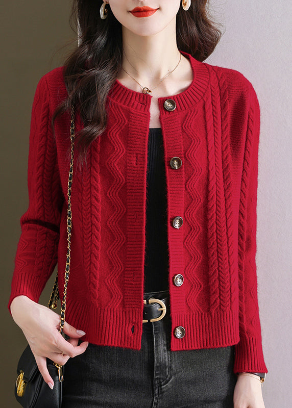 Stylish Pink O Neck Button Woolen Cardigans Fall QC038 shopify